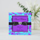 Sweet Sixteen 16 Feest Paars Turquoise Draaikolk Kaart (Staand voorkant)