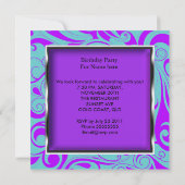 Sweet Sixteen 16 Feest Paars Turquoise Draaikolk Kaart (Achterkant)
