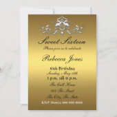 Sweet sixteen 16 Gold Invitation (Devant)