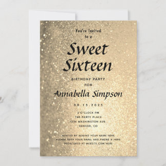 Sweet Sixteen 16 Gouden Glitter Verjaardag Kaart