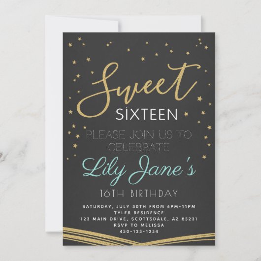Sweet sixteen 16 Invitation d'anniversaire (Devant)