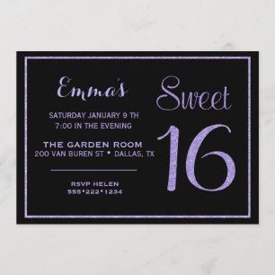 Sweet Sixteen 16 Lavender Glitter Glam Kaart