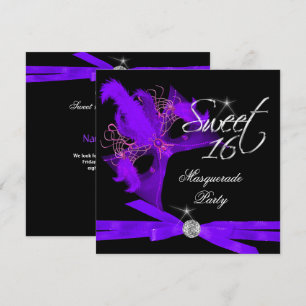 Sweet Sixteen 16 Masquerade Paars Black Kaart