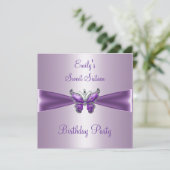 Sweet Sixteen 16 Paarse Mauve Butterfly Birthday Kaart (Staand voorkant)