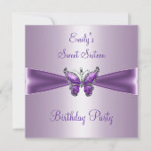 Sweet Sixteen 16 Paarse Mauve Butterfly Birthday Kaart (Voorkant)