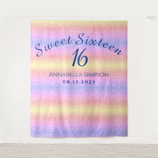 Sweet Sixteen 16 Persoonlijke Regenboog Glitters  Wandkleed