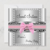 Sweet Sixteen 16-roze luis Silver Pearl Leopard Kaart (Voorkant)