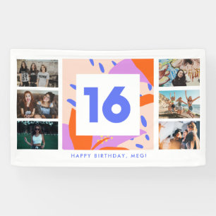 Sweet Sixteen 16de Foto Collage Birthday Party Spandoek