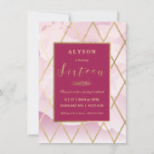 Sweet sixteen, 16e anniversaire Invitation Gold Gi (Devant)