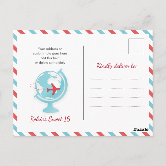 Sweet Sixteen 16e Wereld Reis Avontuur Verjaardag Briefkaart (Achterkant)