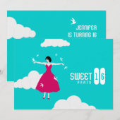 Sweet sixteen Anniversaire invitation (Devant / Derrière)