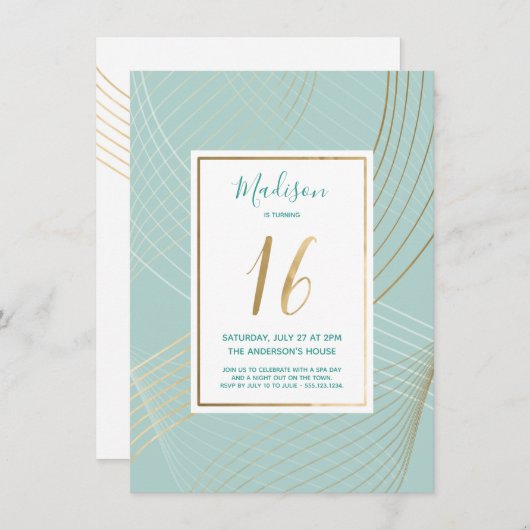 Sweet sixteen Anniversaire Invitation - Moderne, T (Devant / Derrière)
