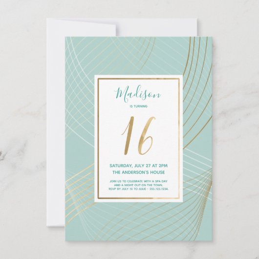 Sweet sixteen Anniversaire Invitation - Moderne, T (Devant)