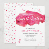 Sweet sixteen anniversaire Invitation | splash ros (Devant / Derrière)