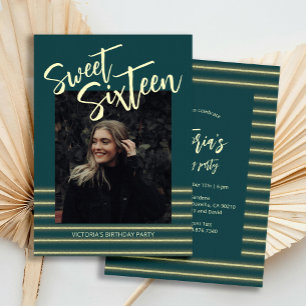 Sweet Sixteen Aquamarine Glitter Verjaardagsfeestj Kaart