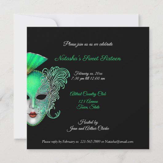 Sweet sixteen, Balle Masquerade, Invitation Partie (Dos)