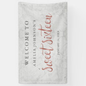 Sweet sixteen bannière Marbre Rose or (Vertical)