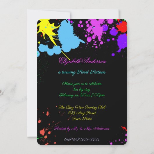 Sweet sixteen, Bat mitzvah, Neon Glow Invitation (Devant)