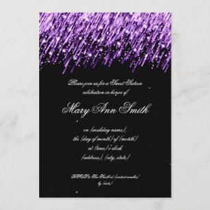 Sweet Sixteen Birthday Party Falling Stars Paars Kaart