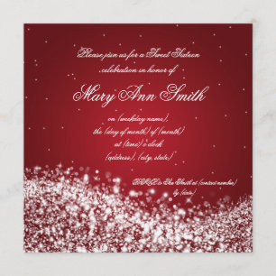 Sweet Sixteen Birthday Party Sparging Wave Red Kaart