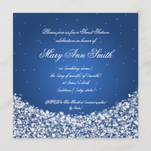Sweet Sixteen Birthday Party Star Sparkle Blue Kaart
