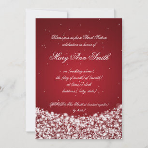 Sweet Sixteen Birthday Party Star Sparkle Red Kaart