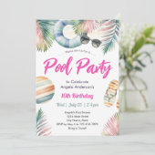 Sweet Sixteen Birthday Pool Party Invitation (Debout devant)