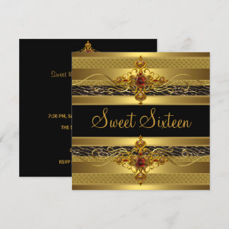 Sweet Sixteen Birthday Wild Elegant Rich Gold Kaart
