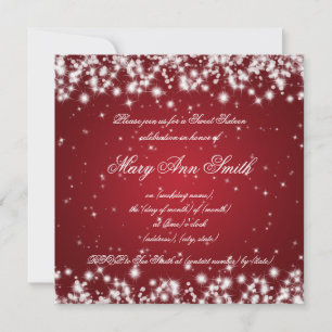 Sweet Sixteen Birthday Winter Sparkle Red Kaart