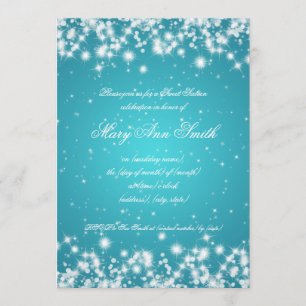 Sweet Sixteen Birthday Winter Sparkle Turquoise Kaart