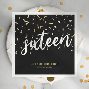 Sweet Sixteen Black Gold 16e Verjaardagsfeestje Servet