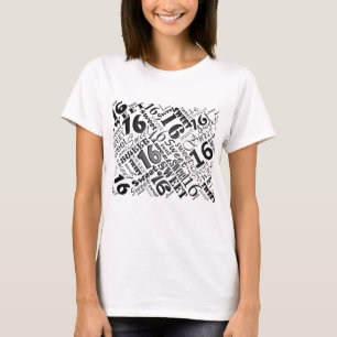 Sweet Sixteen Black & White Birthday Tshirt