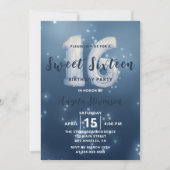 Sweet sixteen bleu foncé étoilé Invitation d'anniv (Devant)