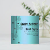 Sweet sixteen bleu Invitation d'anniversaire (Debout devant)