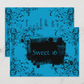 Sweet sixteen bleu Invitation Invitation bleu (Devant / Derrière)
