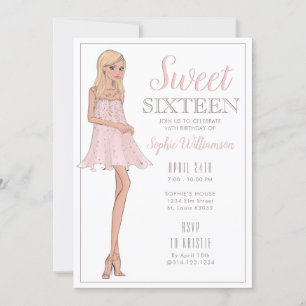 Sweet Sixteen Blonde Girl Birthday Kaart