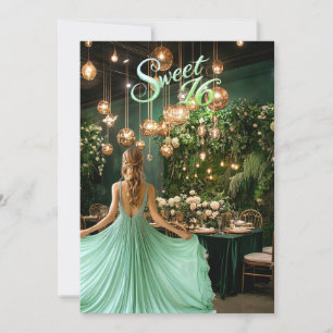 Sweet Sixteen Blonde Girl Emerald Green Ball Room Kaart