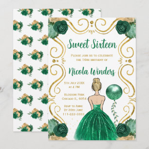 Sweet Sixteen Blonde Princess in het groen Kaart