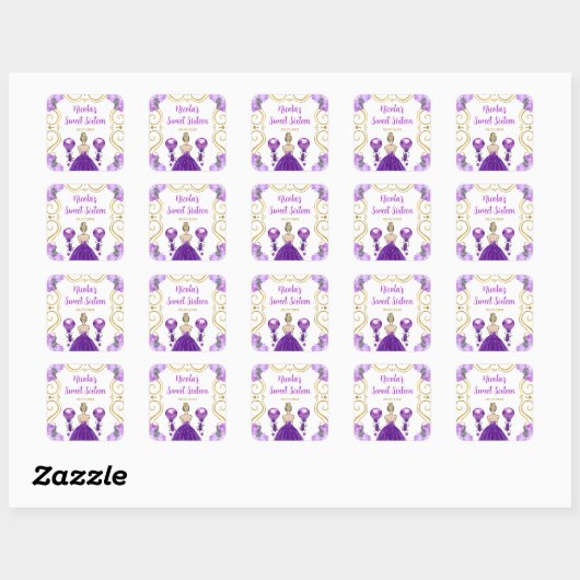 Sweet Sixteen Blonde Princess in Purple Vierkante Sticker (Vel)