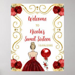 Sweet Sixteen Blonde Princess Red Welkom Poster