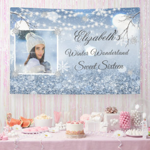 Sweet Sixteen Blue White Winter Wonderland Snow Ba Spandoek
