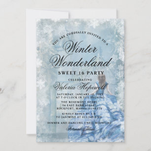 Sweet Sixteen Blue Winter Wonderland Princess Kaart