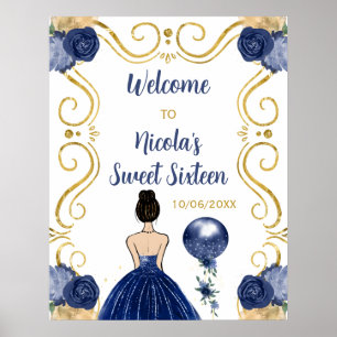 Sweet Sixteen Brown Hair Princess Navy Welkom Poster