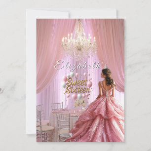 Sweet Sixteen Celebrations Pink Gown Chandelier Kaart