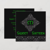 Sweet sixteen Celtic Style Invitation Card-Cust. (Devant / Derrière)