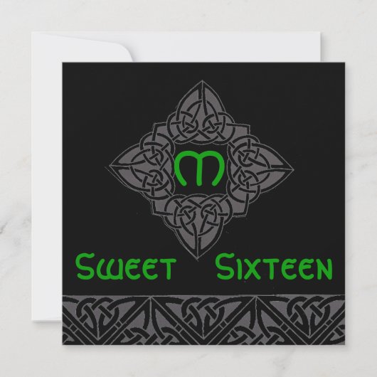 Sweet sixteen Celtic Style Invitation Card-Cust. (Devant)