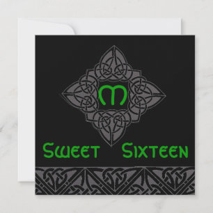 Sweet Sixteen Celtic Style Invitation Card-Cust. Kaart