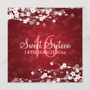 Sweet Sixteen Cherry Blossom Red Kaart