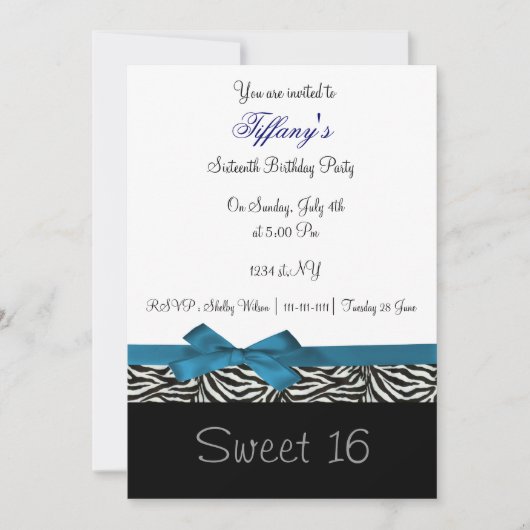 sweet sixteen chic bleu Invitation (Devant)