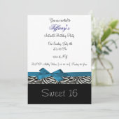 sweet sixteen chic bleu Invitation (Debout devant)